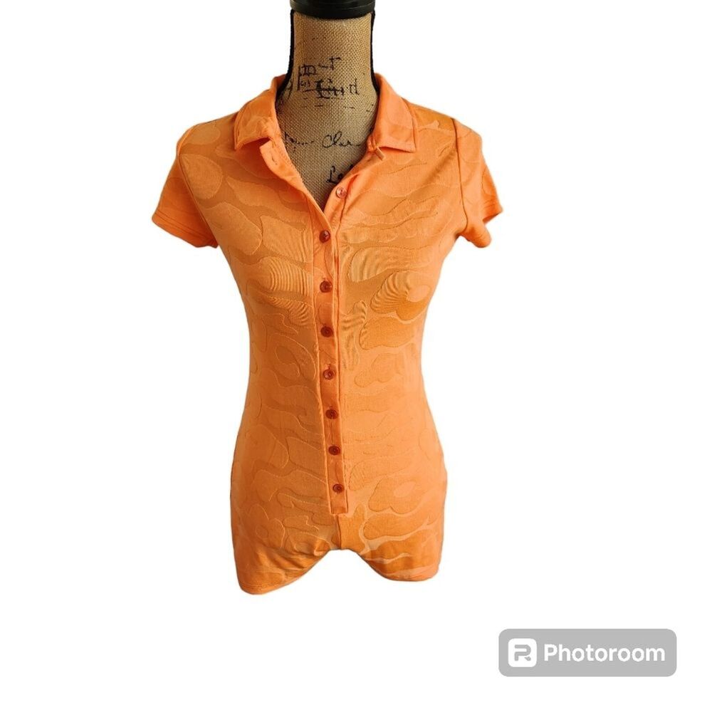 Kaipoclos Shorts Jumpsuit‎ Womens Sz Med Sexy Trap Y2K Baddie Terrycloth Bright